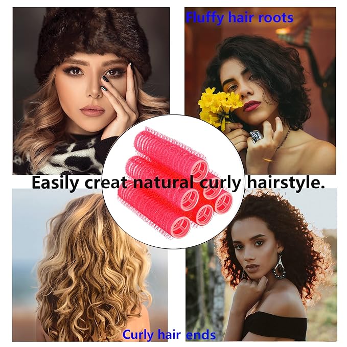 18PCS Self Grip Small Hair Curlers Heatless Roller Hair Curlers Pro Salon Hairdressing Curler DIY Curly Hairstyle Hair Rollers Tools Rat Tail Comb for Women Medium Short Hair(Red)