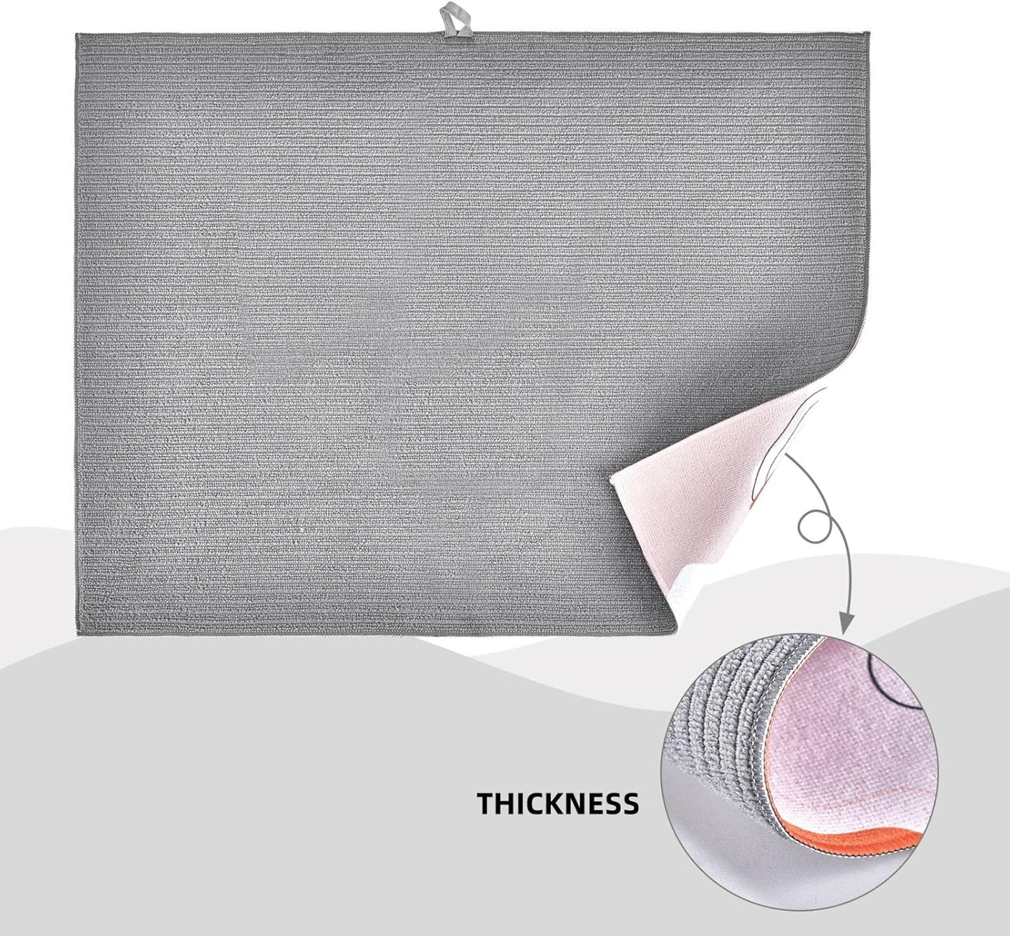 Grey And Blue Leaves Branches Microfiber Absorbent Reversible Dish Drying Mat For Kitchen Counter Xl Large Pad 18 X 24 Inch