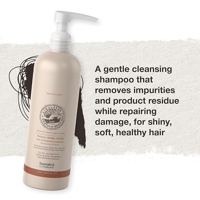 Tweak’d by Nature - Restore Hair Strengthening Shampoo for Damaged Hair, Moisturizing Shampoo, Sulfate Free, Paraben Free, Hydrating Hair Care for Instant Shine and Softness (33.8oz)