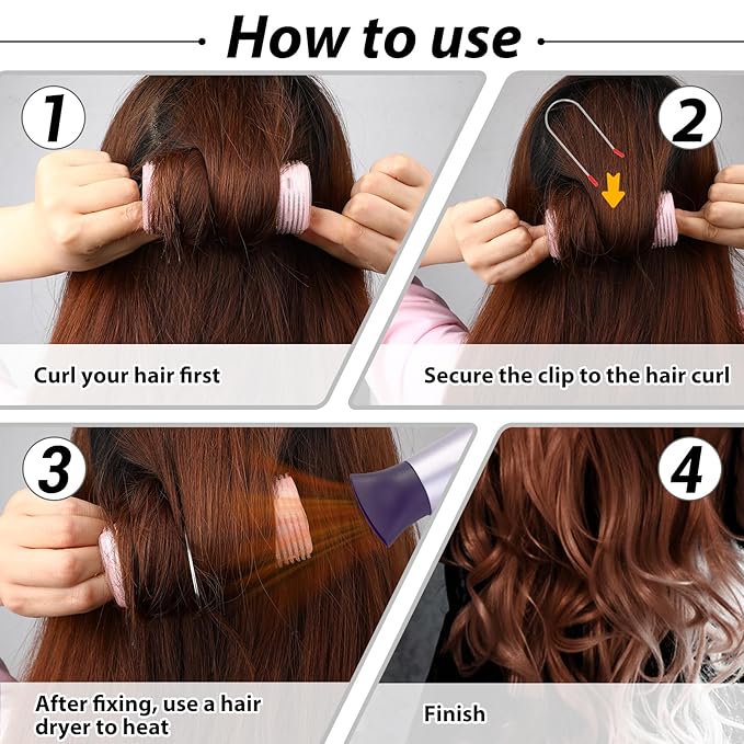 Jeffdad 20Pcs Hot Curler Clips Replacement Kit, 3 Sizes Hair Curler Clips Portable Travel Hot Roller Securing Pins for Suitable for 1¼”,1", ¾ " Inch Rollers