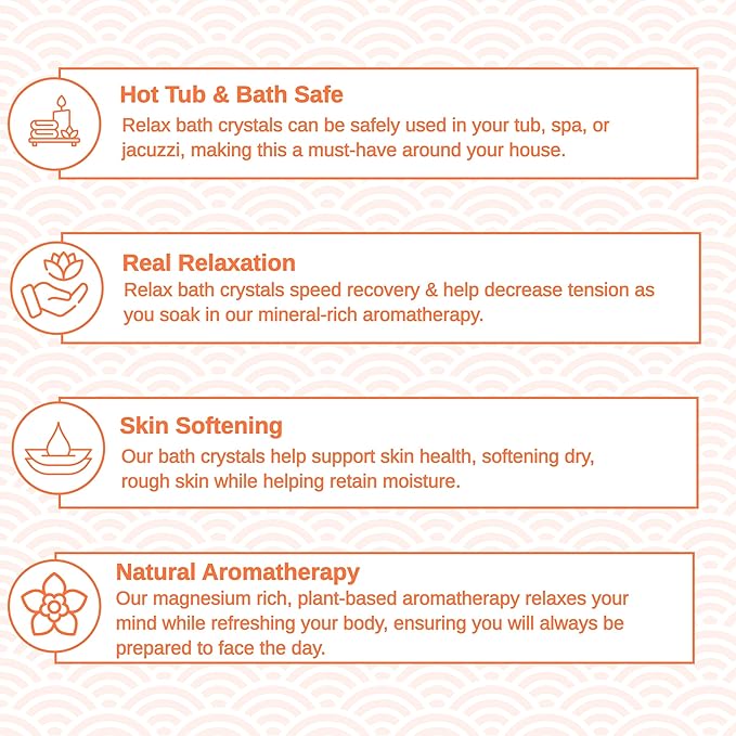 Relax Spa & Bath, Epsom & Dead Sea Salts, Aromatherapy Bath Salts for Hot Tub, Bath, or Spa, Infused with Magnesium, Energy Therapy