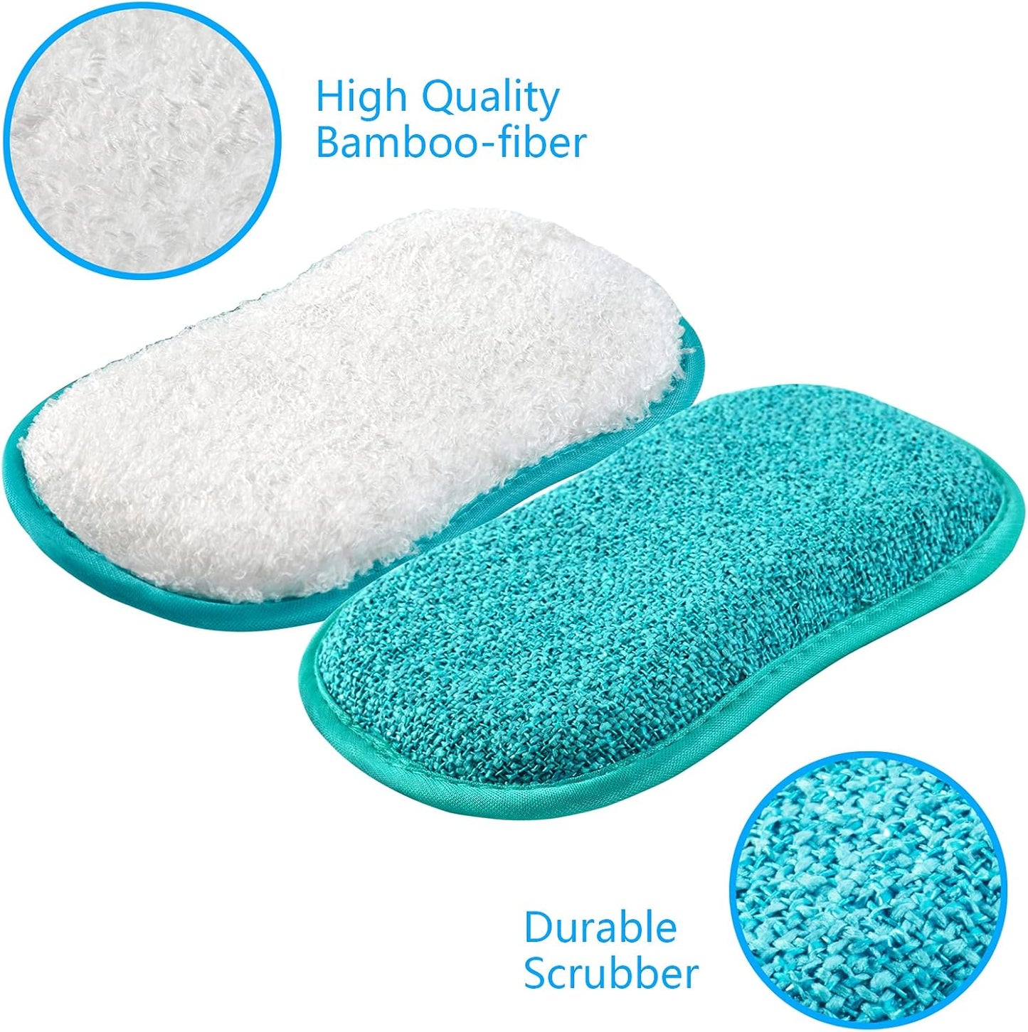 Kitchen Dish Sponge Scrubber Non Scratch, Dishcloth No Odor Reusable Washable Multipurpose Scrub Pads Sponges Heavy Duty for Dawn Dish Soap Cleaning of Sink Pans