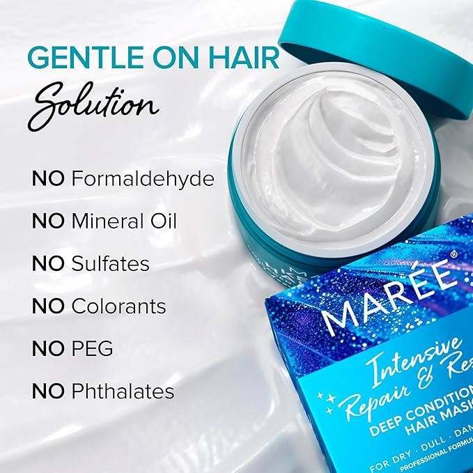 MAREE Deep Conditioning Hair Mask for Damaged Hair Treatment - Keratin Hair Care for Hydrating Growth Repair Moisturizing - Dry Curly Color Refreshing - Tratamiento Mascarilla Para el Cabello Seco