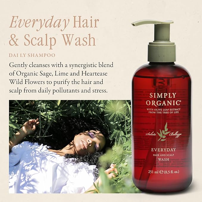 Hair & Scalp Wash Shampoo Made in Italy, All Natural Cruelty Free Hair Care for Women & Men with Organic Sage, Lime, Wildflowers & Olive Leaf Extract, 251ml/8.5floz, EVERYDAY