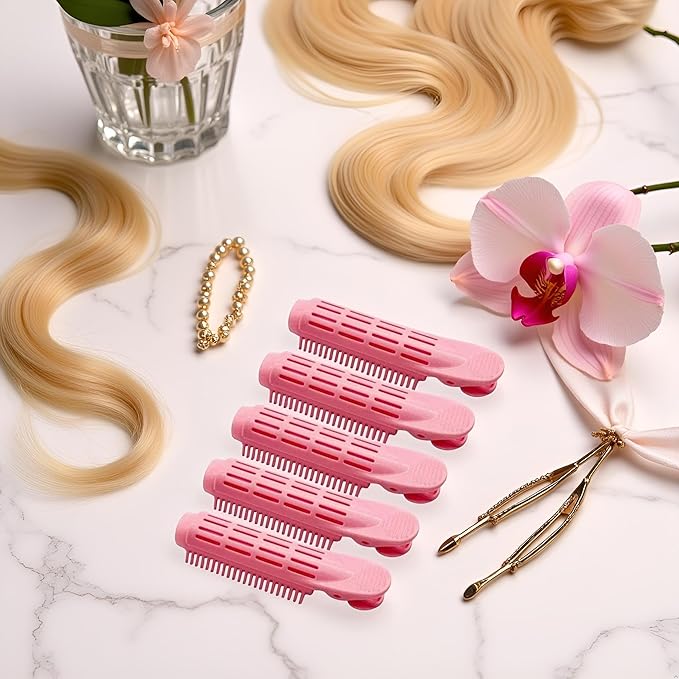 5Pcs Pink Volumizing Hair Root Clip Natural Fluffy Hair Root Clip, Volume Hair Curler Clip Diy Curler Fluffy Clamps Rollers Hair, Hair Rollers, Styling Tools and Appliances for Women