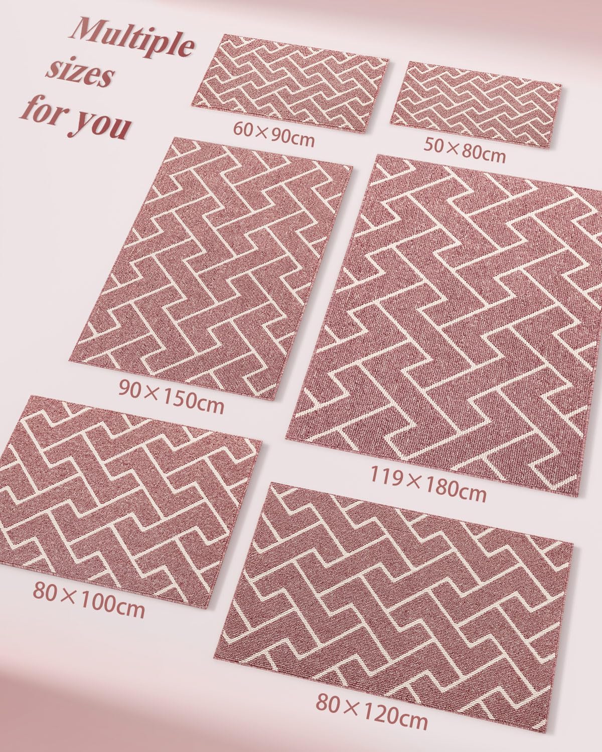 hicorfe Indoor Doormat,Front Back Door Mat TPR Backing Non Slip Mats 24"x35" Absorbent Resist Dirt Entrance Doormat Inside Floor for Entryway Washable Low-Profile(Light Pink)