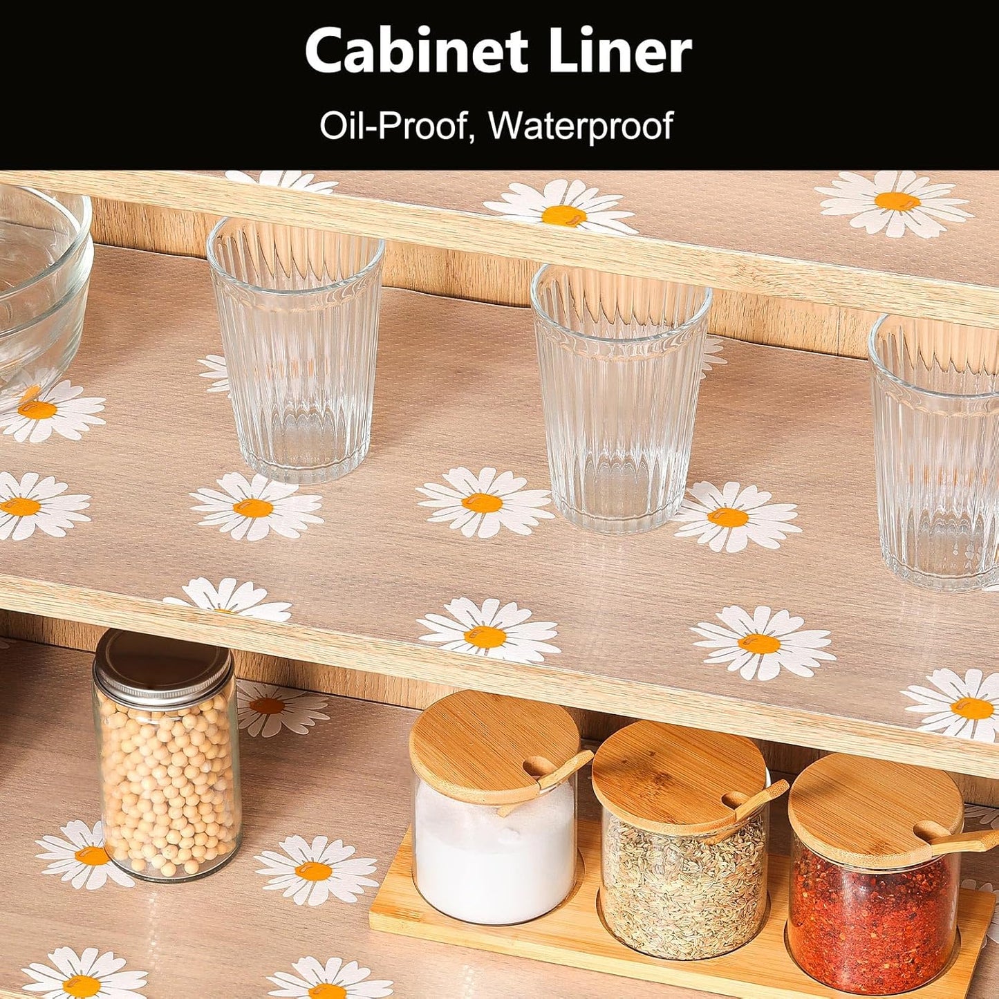 INNOLITES Shelf Liners for Kitchen Cabinets, Non Adhesive Drawer Cabinet Liner, Waterproof Oil-Proof Non-Slip Shelf Liner for Kitchen Pantry Refrigerator 17.7" x 360"