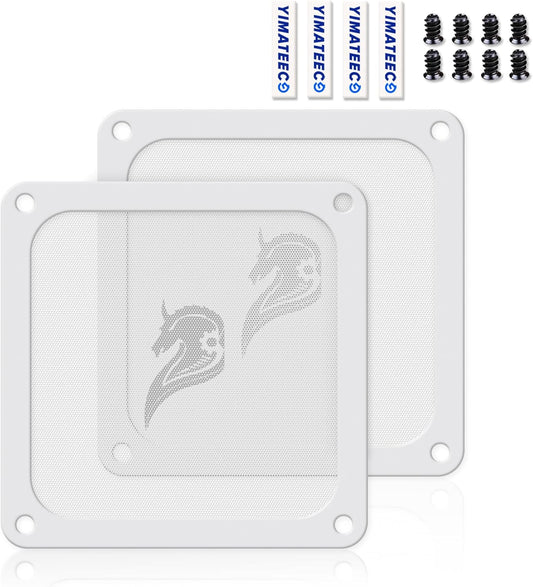 140mm Fan Filter PC Dust Filter Computer Fan Grills Dust Mesh Magnetic Frame PC Case Cover Dustproof PVC 50 Mesh(PVC, Gentleman Aesthetic, 140 * 140mm, 2pcs, White)