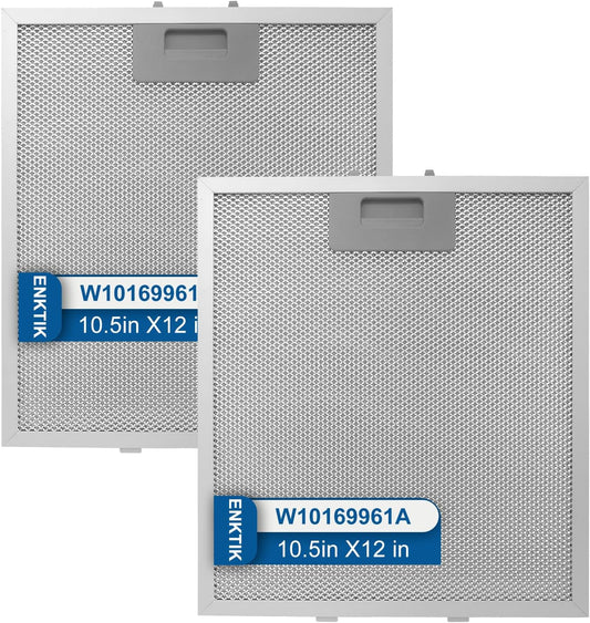 2-Pack W10169961A Range Hood Filter 10.5" X 12" With 5-Layer Aluminum Mesh Fit for Whirlpool, Kitchen Aid, Jenn-Air Range Hoods by ENKTIK (3)