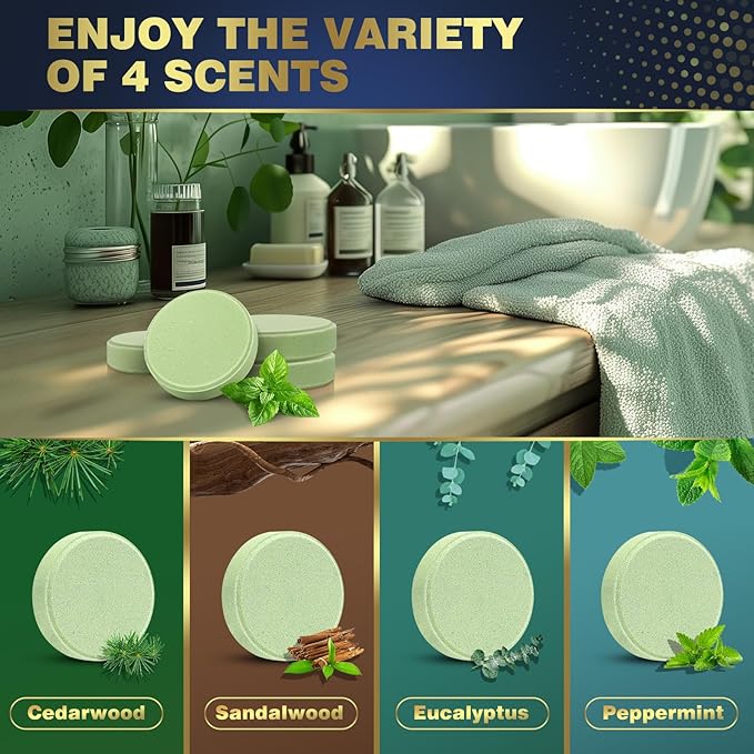 Shower Steamers Aromatherapy, Birthday Gifts for Men, SPA Self Care Relaxation Stress Relief Natural Essential Oils Bath Bombs, Christmas Stocking Stuffers for Dad Husband Boyfriend (8 Pack)