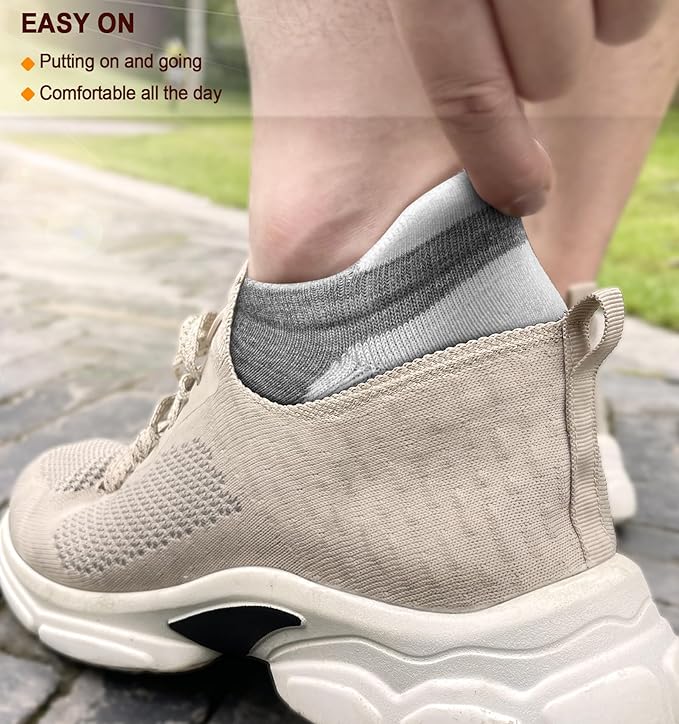 BULLIANT Men Running Socks 6Pairs-Ankle Athletic Socks Wicking Cushioned for Men Walking-Arch Compression Support
