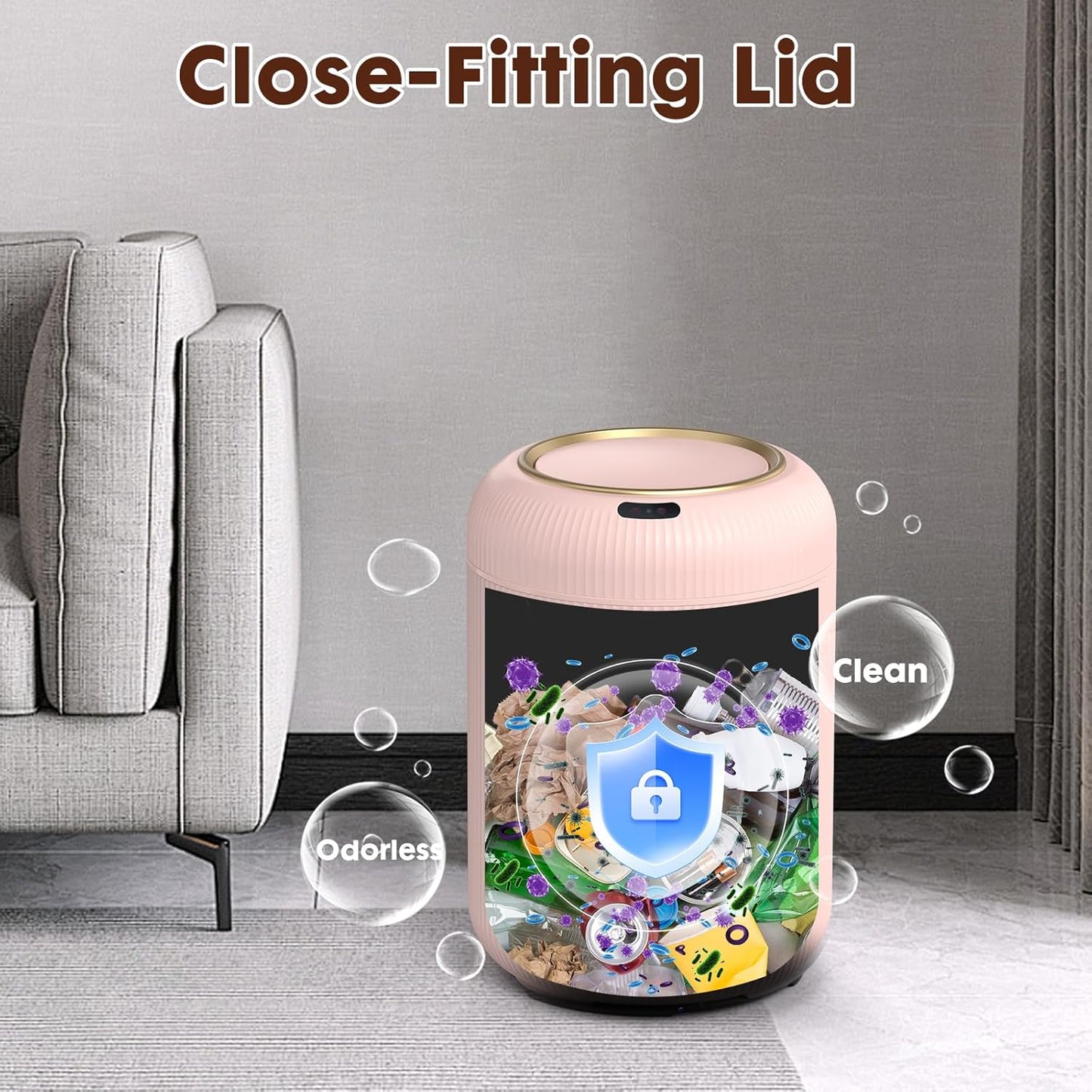 Procade Automatic Motion Sensor Bathroom Trash Can with Lid, 3 Gallon Touchless Trash Bin, Smart Plastic Garbage Can, Mini Pink Wastebasket for Toilet, Office, rv, Bedroom, Living Room