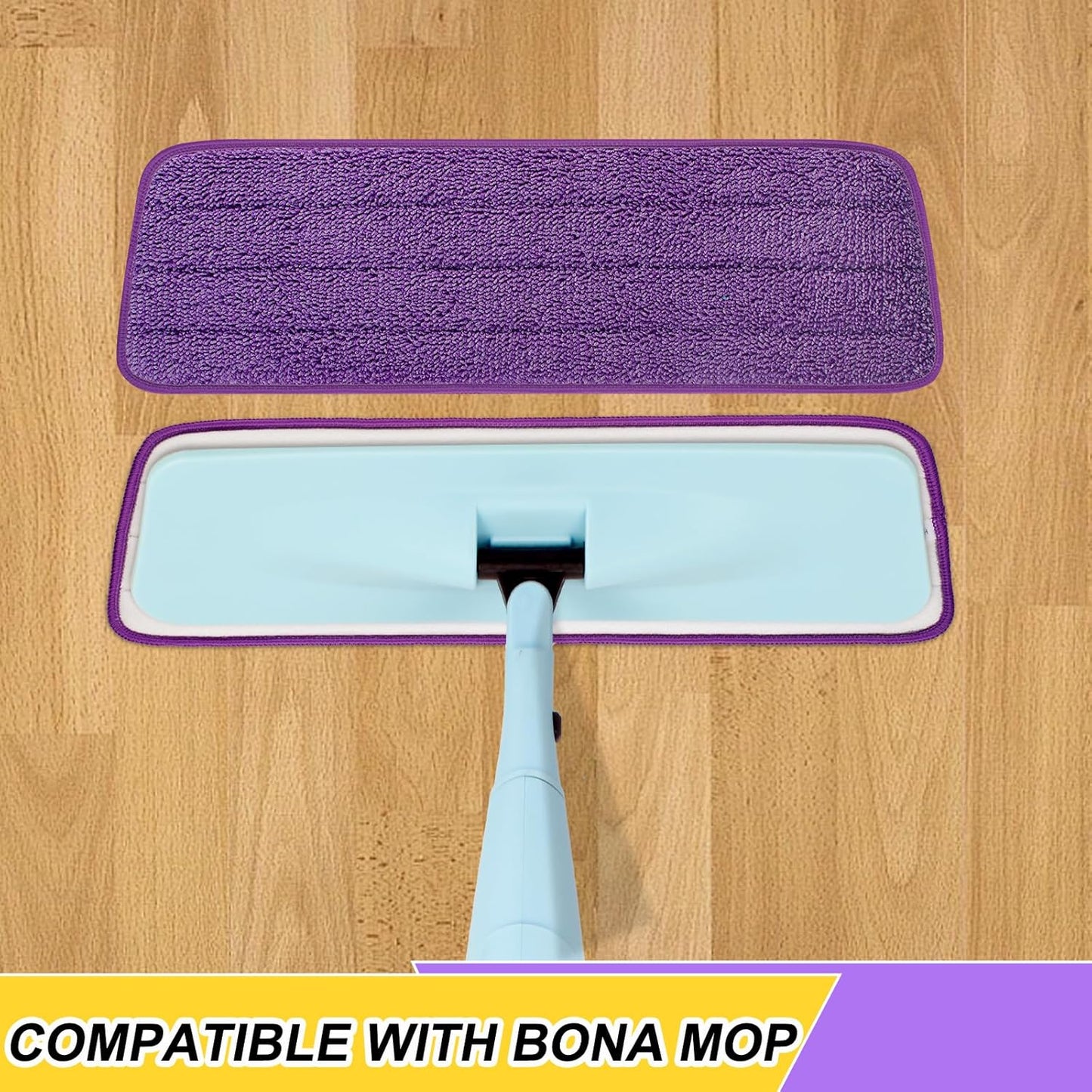 16.5 Inch Reusable Mop Pads Microfiber Spray Mop Replacement Heads for Wet/Dry Mops Compatible with Bona Floor Care System (6 Pack)