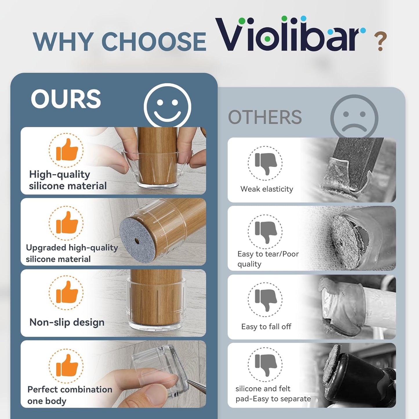 24PCS Extra Small Silicone Chair Leg Floor Protectors for Hardwood Floors, Thicken Rubber Chair Leg Cap Covers, Non Slip Furniture Leg Pads to Protect Wood Tile Floors from Scratches and Reduce Noise