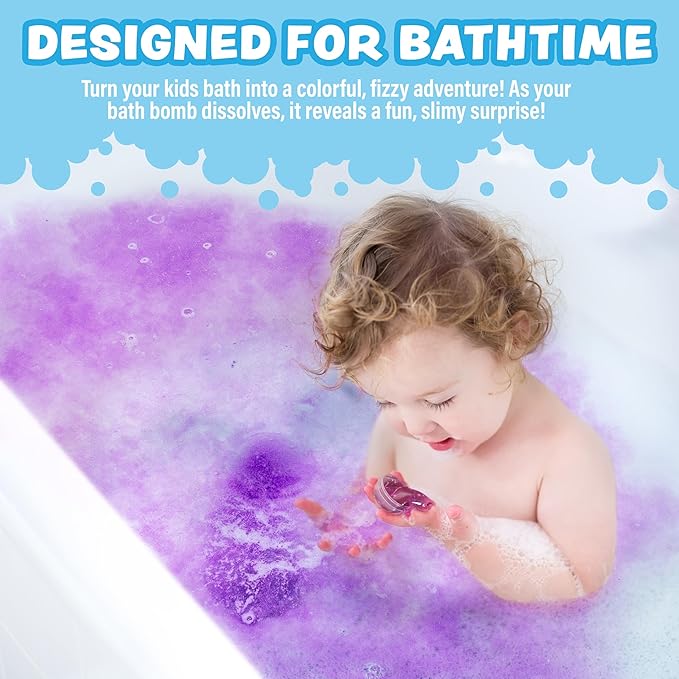 Tub Works Super Goo Bath Slime 'Surprise' Bombs, 6 Pack | Kids Bath Bombs With Surprise Inside | Nontoxic | Stretchy, Squishy Slime Soap | Sensory Fun for Kids