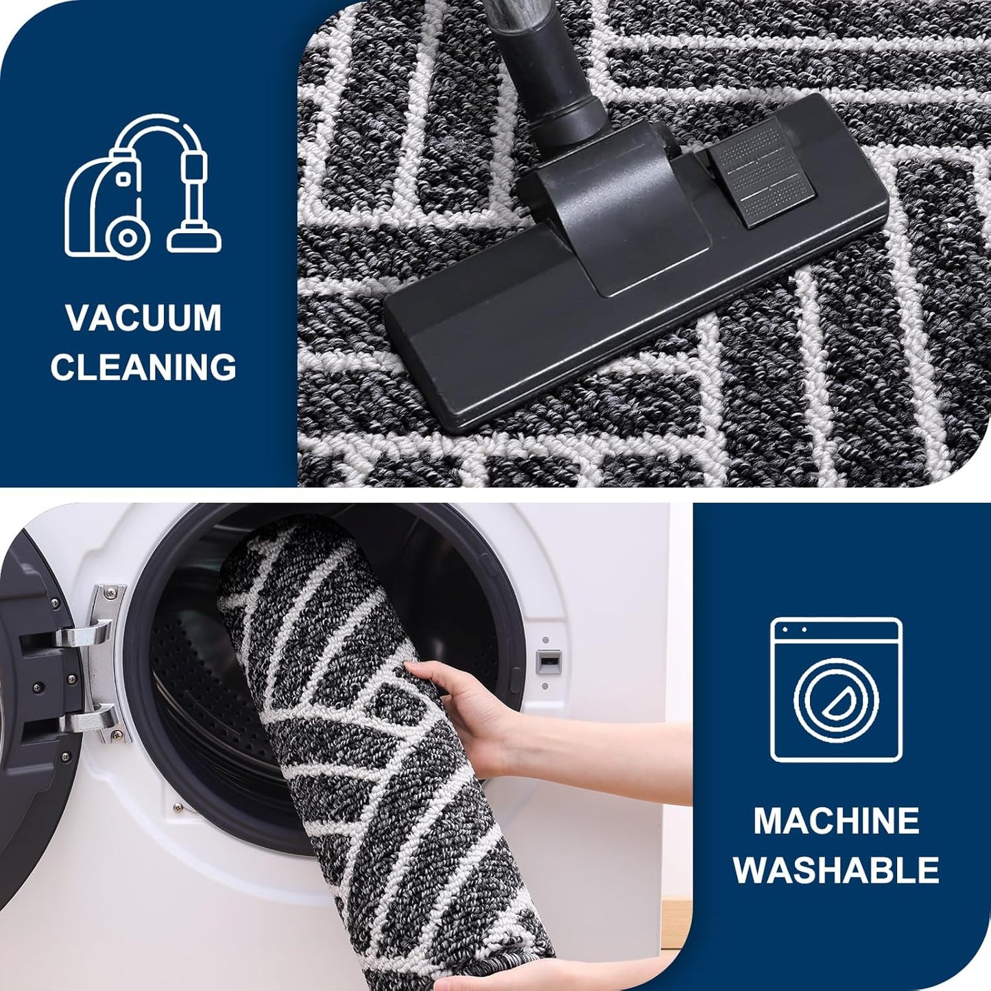 OLANLY Large Indoor Door Mat, 59x35 Inch, Dirt Resistant and Absorbent, Non-Slip Rubber Backing Floor Mats, Easy Clean Low-Profile Doormat for Entryway, Front Door, and Inside Entrance, Black