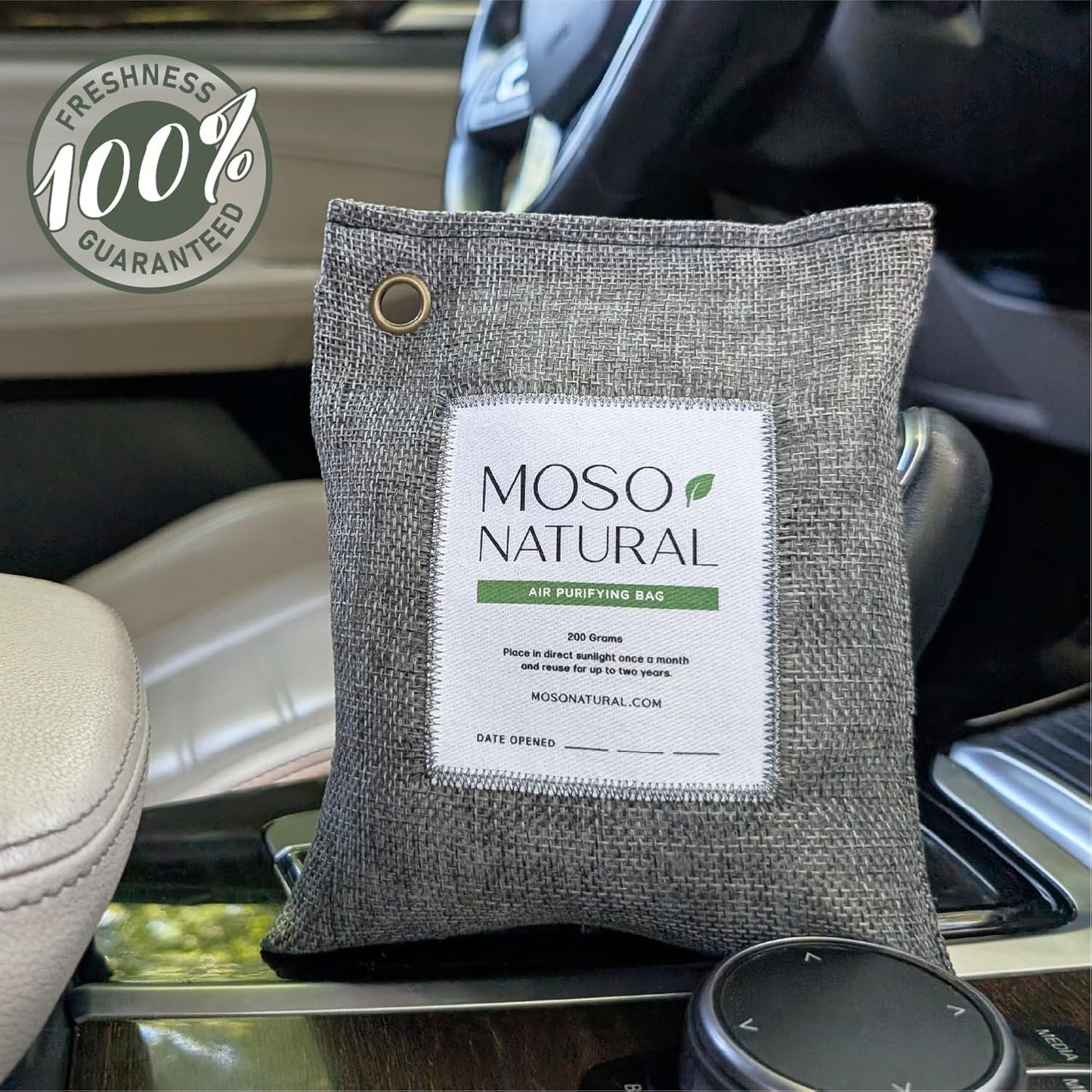 Moso Natural Air Purifying Bag 200g (3 Pack) Bamboo Charcoal Odor Absorber for Home & Car | Closet Odor Eliminator, Small Room Deodorizer & Car Air Freshener | Long Lasting Charcoal Bags Cover 90sqft