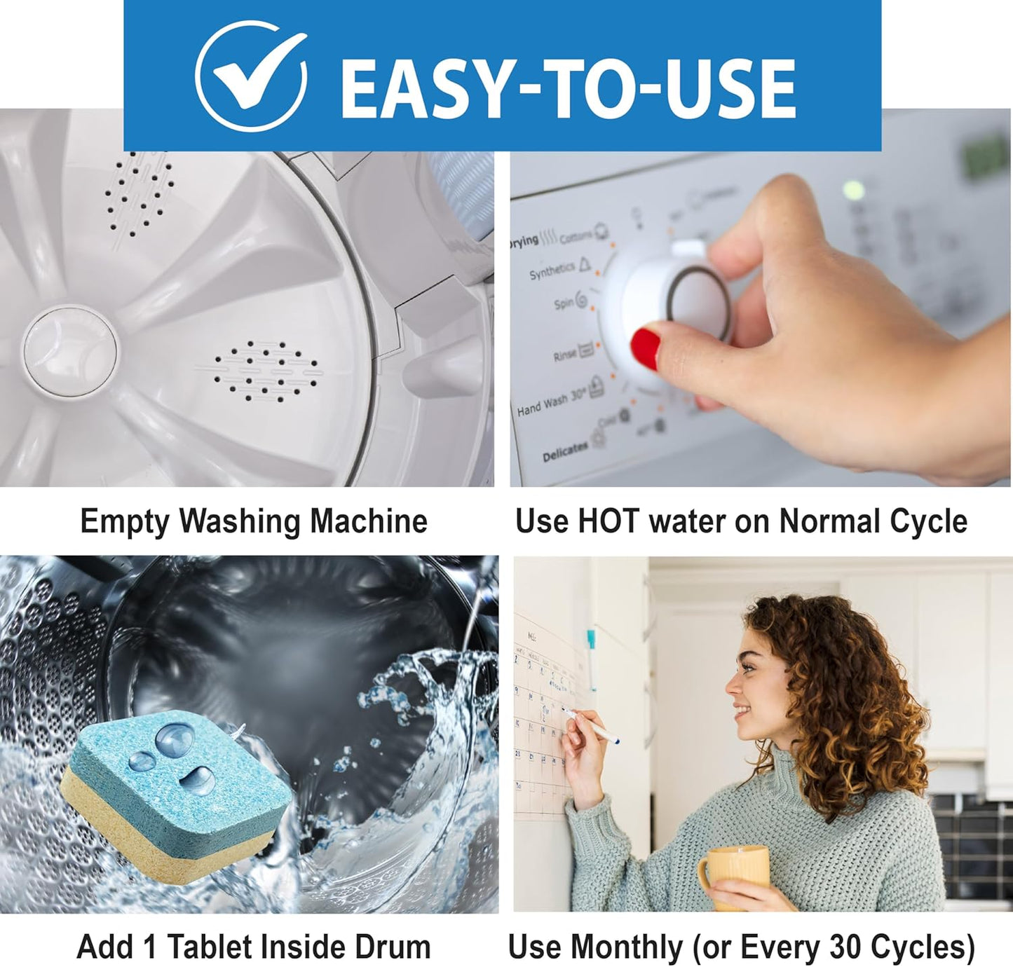 SANI 360° Washing Machine Cleaning tablets, 12 pack is Formulated with Enzyme, Deep Cleans and Deodorizes Front and Top Loading Washers use up to 1 year supply Lemon Scent