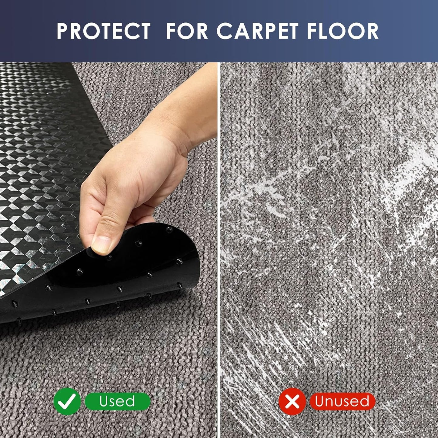Vicwe Office Chair Mat for Carpet, 48" x 40"Anti-Slip Waterproof Floor Protector Desk Chair Mat for Rolling Chairs, Heavy Duty Chair Mat with Studs,Easy Glide Floor Mat for Home,Gaming