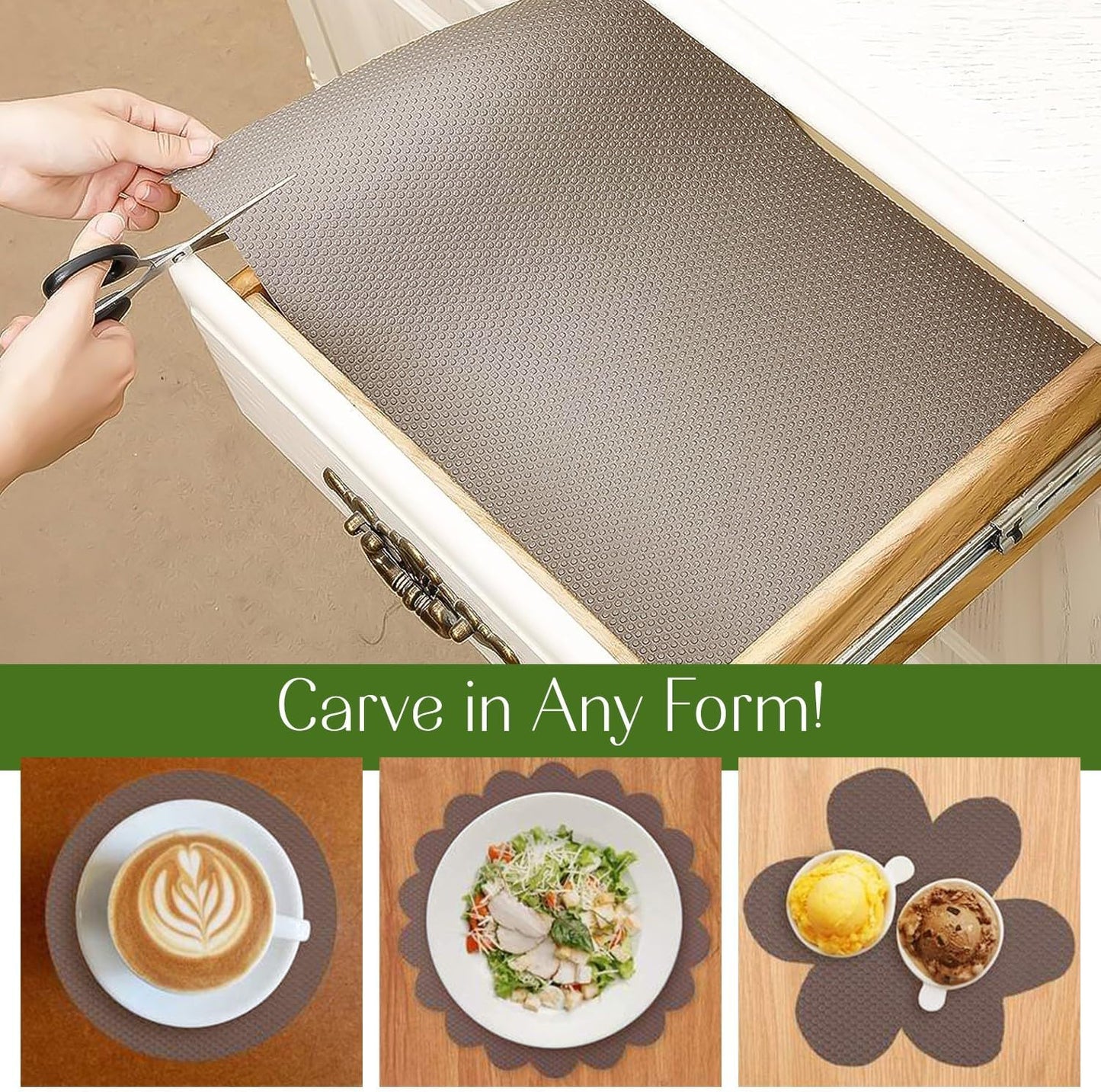 EVALAND 12" x 33 FT Non-Slip Shelf Liner, Non-Adhesive, BPA-Free, Waterproof Pantry Liner for Shelves, Easy to Cut, Oil-Proof Shelf Liners for Kitchen, Cabinets, Drawers, Refrigerator, Beige