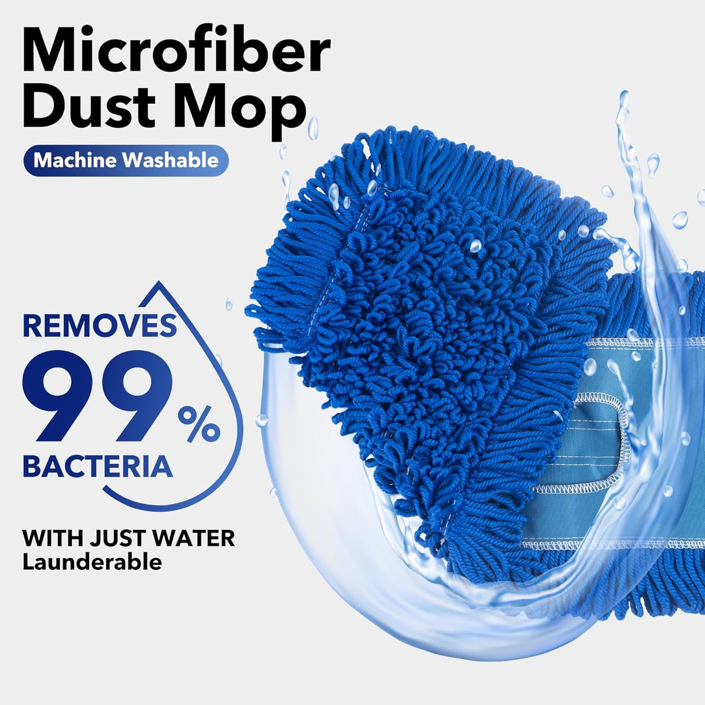 Matthew 24'' Microfiber Loop Dust Mop Washable Commercial&Residential Heavy Duty Mop Head Replacement Premium Absorbent Industrial Dust Mop Refill Pads for Hardwood, Office,Garage and Hotel -1Pack