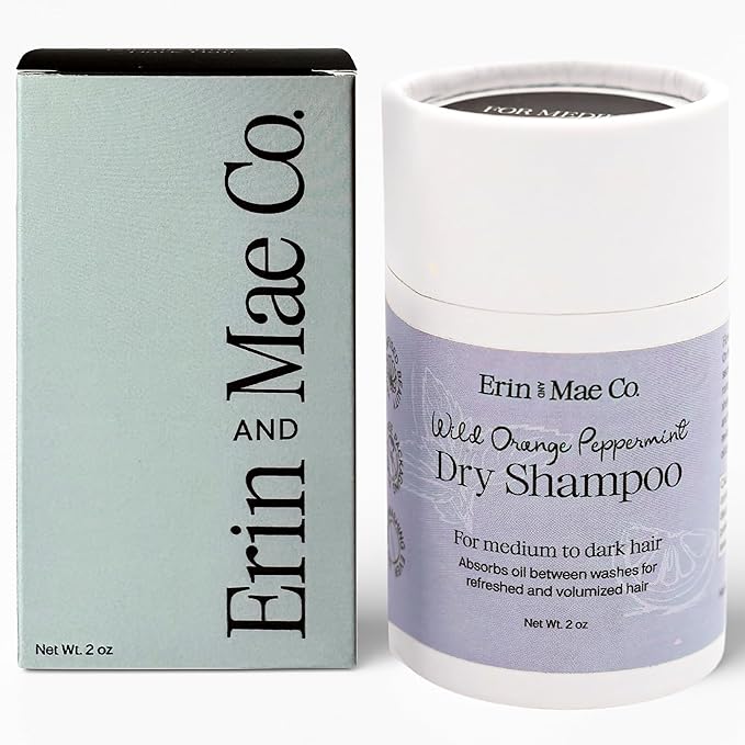 Dry Shampoo Powder | Non-Aerosol Organic Dry Shampoo | Shampoo For Women & Men | Powder Dry Dhampoo Less Grease Free From Artificial Fragrance | Eco-Friendly Paper Shaker Tube | Medium Dark Hair - 2oz
