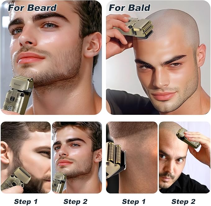 Electric Foil Shaver Razor for Men Beard Trimmer Shaver Bald Head Shaver Hair Trimmer Cordless Waterproof