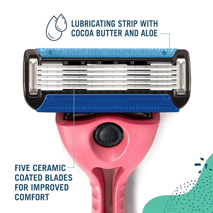 Preserve Shave 5 Five Blade Refillable Razor, Made from Recycled Materials, Neptune Green