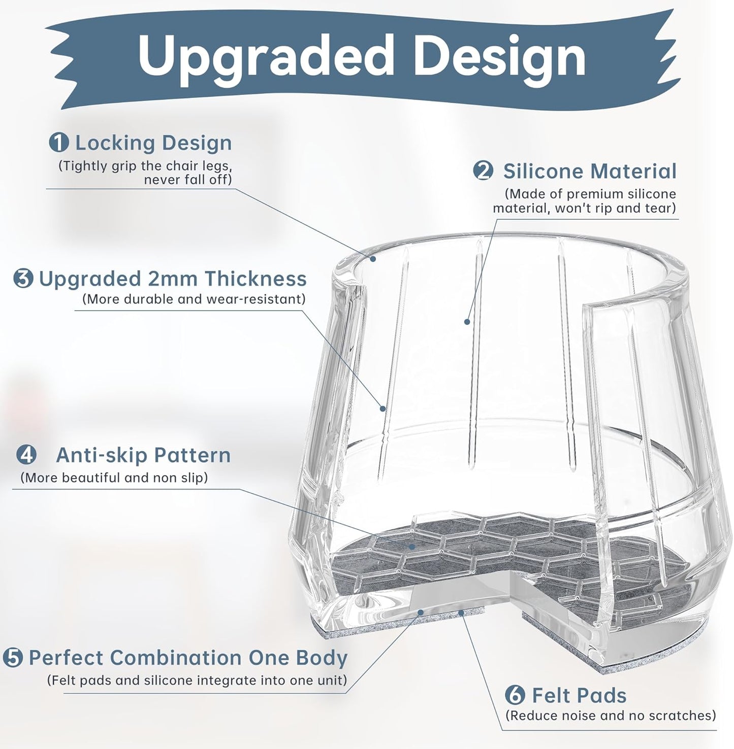 24PCS Extra Small Silicone Chair Leg Floor Protectors for Hardwood Floors, Thicken Rubber Chair Leg Cap Covers, Non Slip Furniture Leg Pads to Protect Wood Tile Floors from Scratches and Reduce Noise