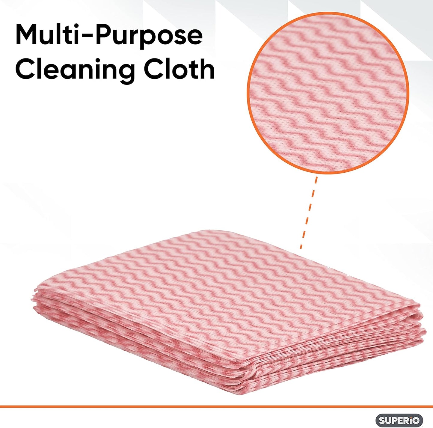 Superio Handy Wipes For Kitchen - Red Reusable Multi-Purpose Heavy-Duty Cleaning cloth for house, Bathroom, and office. Disposable Dish Towel (10)