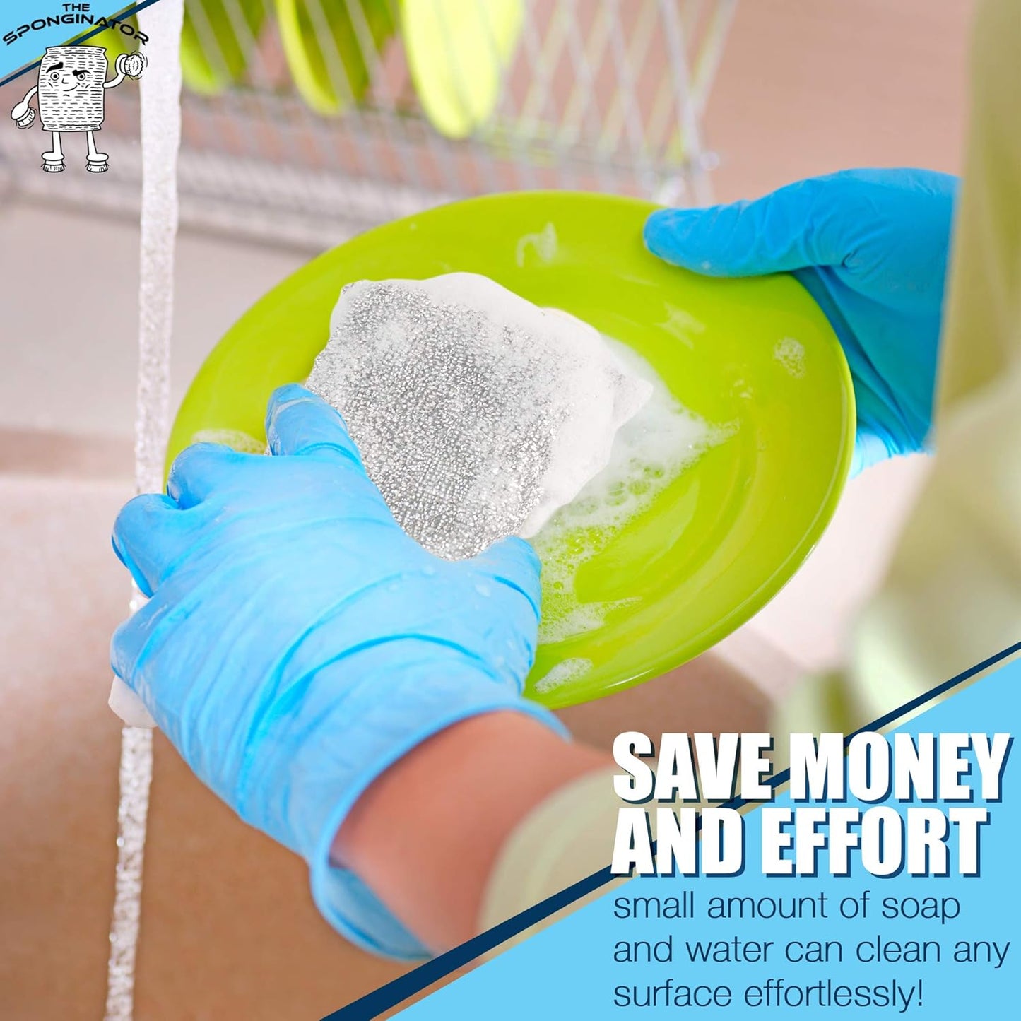 SPONGENATOR Kitchen Scrubbing Sponges - Heavy Duty Non-Scratch Scrubbing Cleaner Sponges in 2 Colors - Multi-Surface Non-Metal Dish Scouring Scrubbers for Fast Cleaning (Gold & Silver, 6)