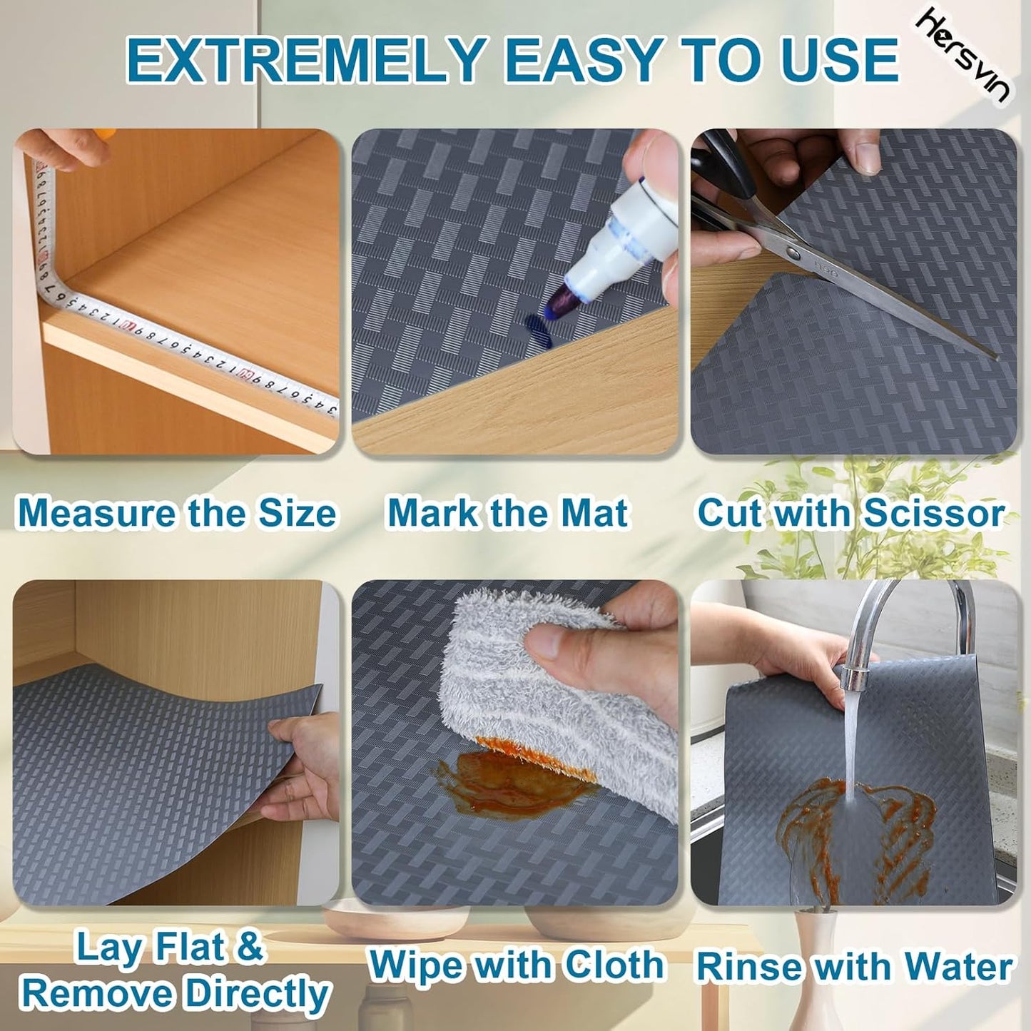 Shelf Liners 12 in x 20 ft EVA Drawer Mats, Non-Adhesive Cupboard Pad, Kitchen Cabinet Lining Fridge Cushion (Gray Crossed Stripe, 30.5x610cm)