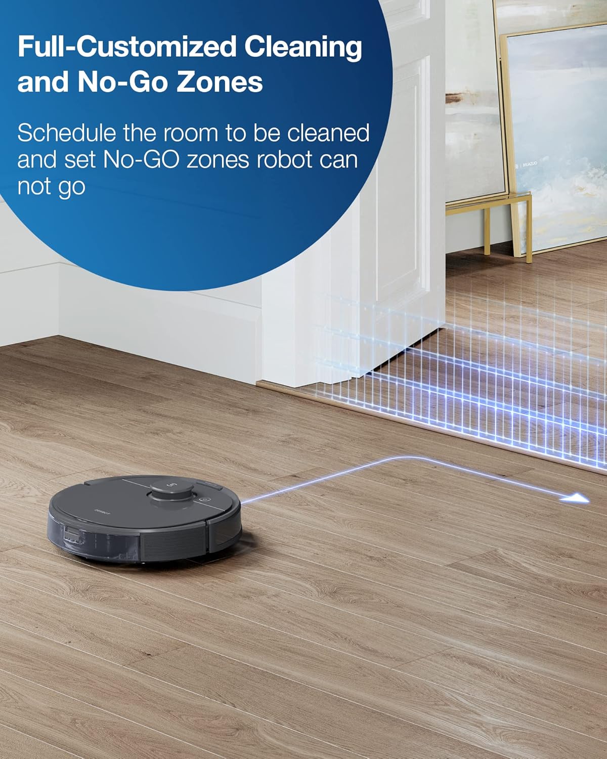 Ecovacs Deebot T8 Robot Vacuum and Mop Cleaner, Precise Laser Navigation, Multi-floor Mapping, Intelligent Object Avoidance, Full-customize clean, No-go and No-mop Zones, Auto-empty Station Compatible