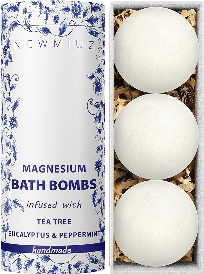 Magnesium Bubble Bath Bombs Long Lasting Foaming Sore Muscles Recovery Tea Tree Relaxing Stress Relief Calming Self Care Spa Gift for Birthday Christmas
