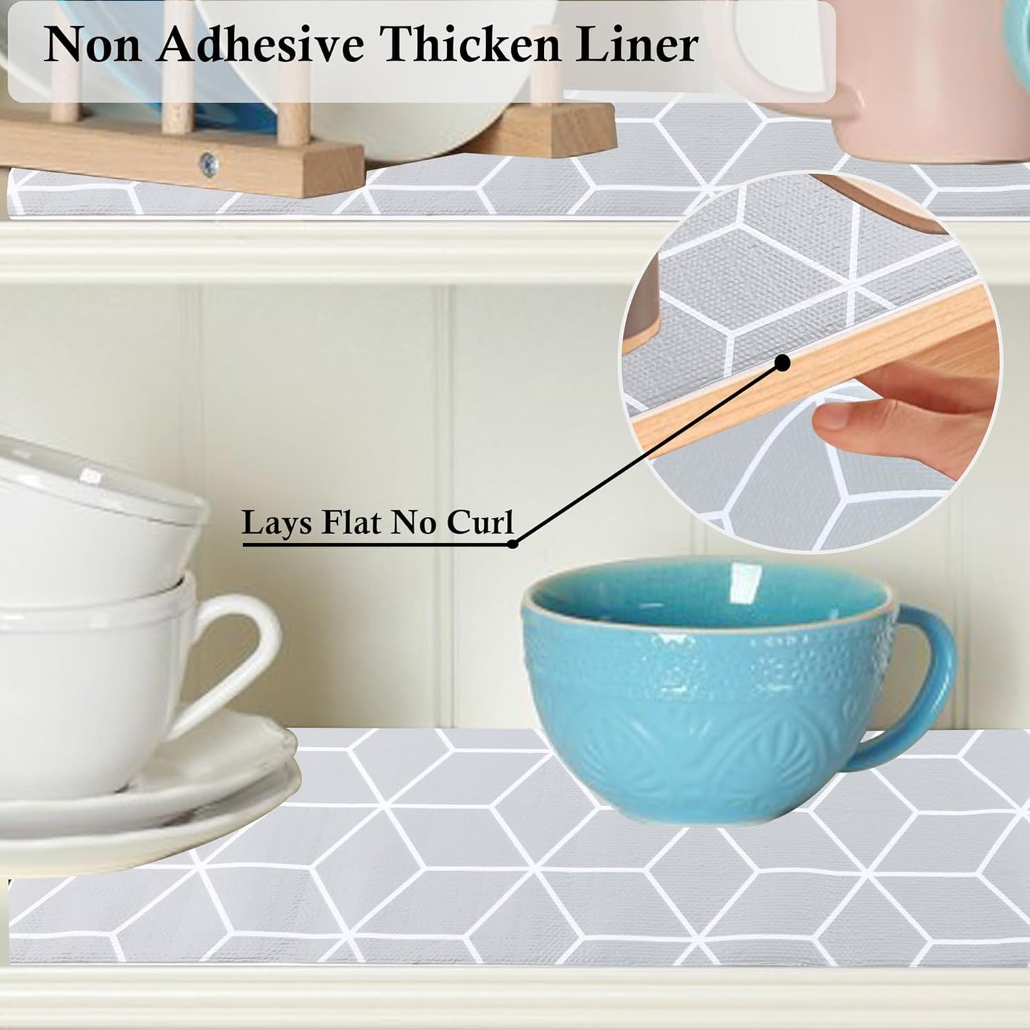 Shelf Liners for Kitchen Cabinets 20 Inch Wide X 20 Ft Non Adhesive Cabinet Drawer Liner Non Slip Water Oil-Proof Strong Grip Pantry Shelves Liner Bathroom Drawer Mat Cupboard Closet Liner