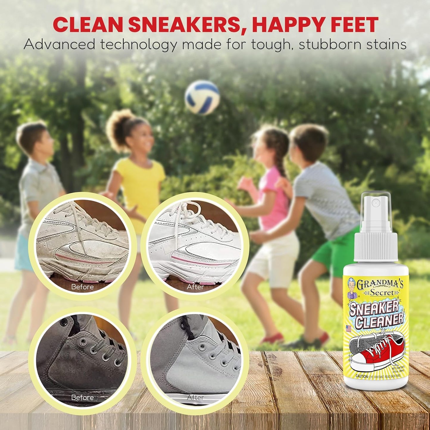 Grandma's Secret Sneaker Cleaner - Shoe Cleaner for Rubber, Canvas and Leather, Stain Remover Spray Removes Dirt, Grime and Grass, Sneaker Cleaner for Outdoor Shoes, Slippers and Moccasins, 3oz 3 Pack