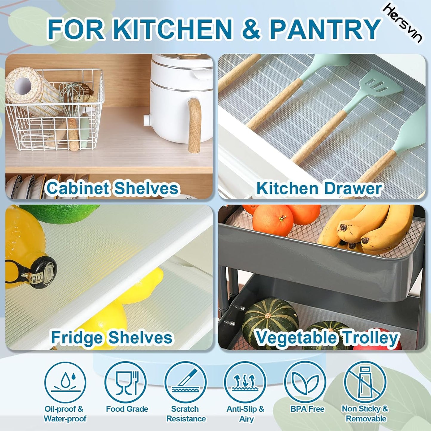 Shelf Liners 24 in x 30 ft EVA Drawer Mats, Non-Adhesive Cupboard Protector, Kitchen Cabinet Lining Fridge Liner (Clear Stripe, 61x915cm)