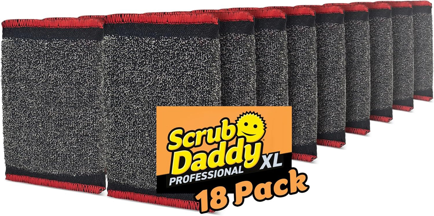 Scrub Daddy Large Steel Scouring Pads - Scour Daddy Steel XL Stainless Steel Dish Scrubber Sponge - Durable, Shred-Resistant Scour Pads - Bulk Kitchen Sponges & Commercial Cleaning Supplies (18 Count)