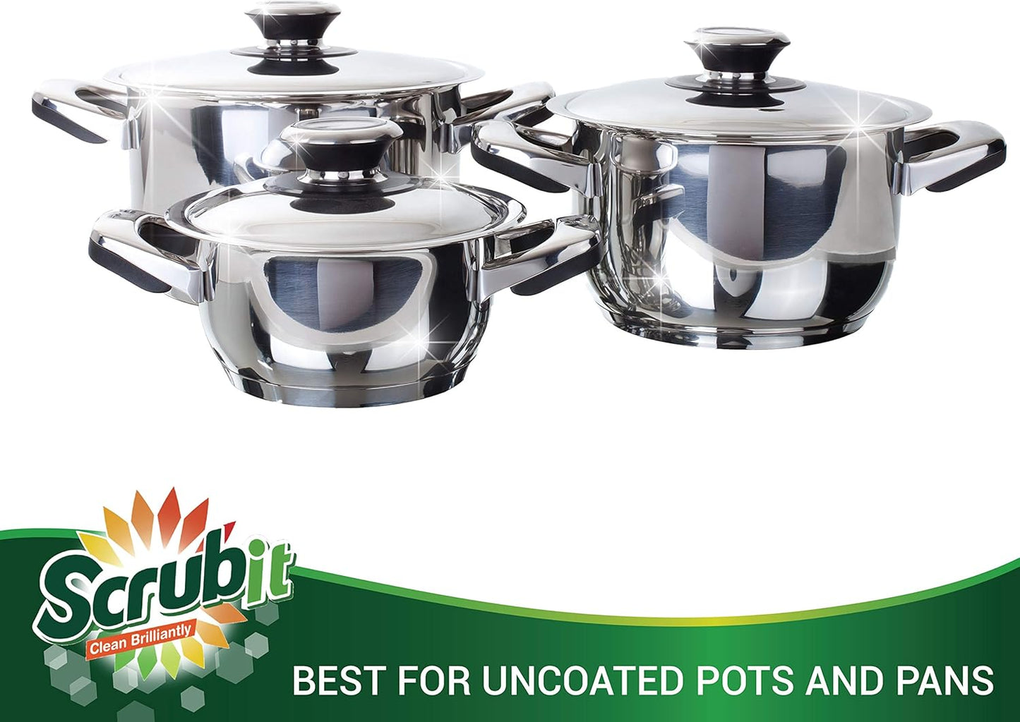 12 Pack Stainless Steel Scourers by Scrub It – Steel Wool Scrubber Pad Used for Dishes, Pots, Pans, and Ovens. Easy scouring for Tough Kitchen Cleaning. (X Large (80 gram))