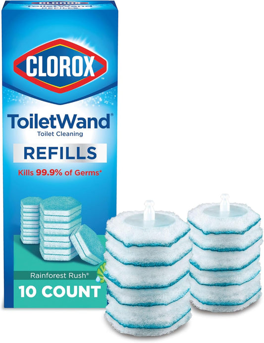 Clorox ToiletWand Toilet Cleaner Refills, Toilet brush, Rainforest Rush, 10 Ct