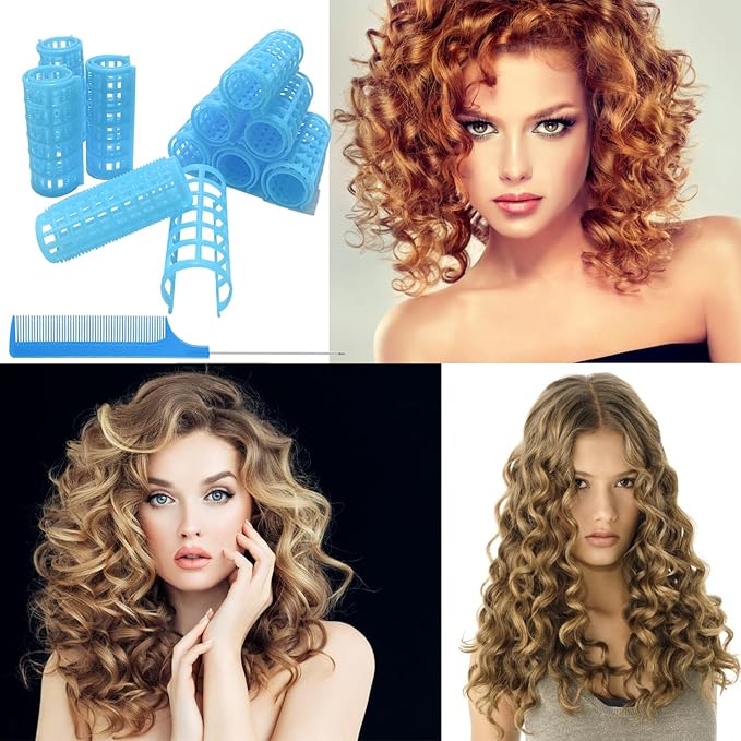 24PCS Plastic Snap-On Self-Grip Heatless Hair Curlers Set, 2.0cm/0.8in - Hairstyling Tools for DIY or Salon