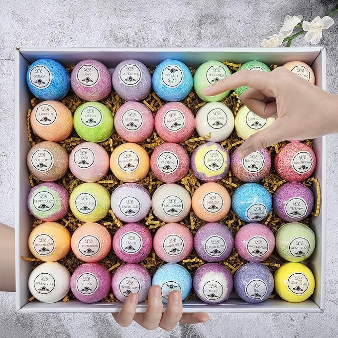 Mothers Day Bath Bomb Gift Set - 42 Moisturizing Bath Bombs for Women & Men! Birtday Gift Bath Bombs Ideal Gift Set! 100% Natural, Sulfate & Paraben Free