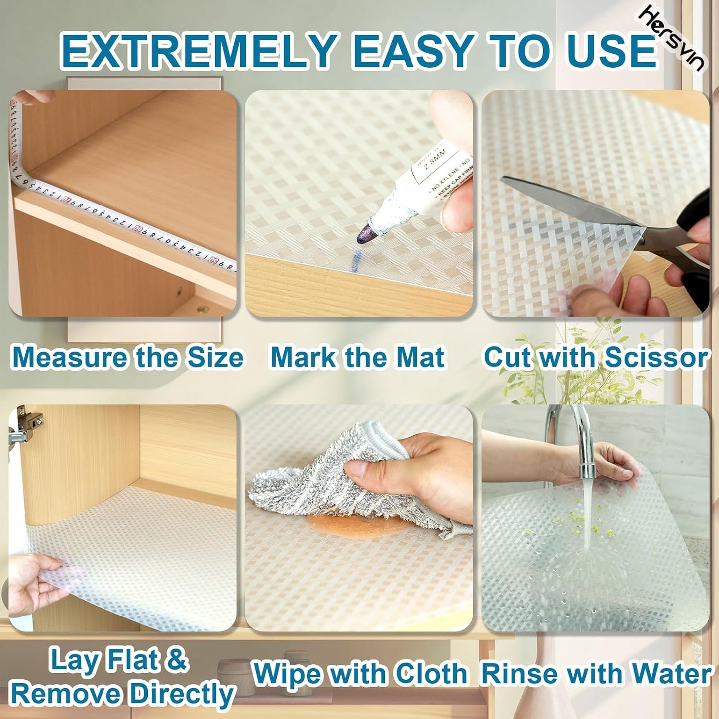 Shelf Liners 22 in x 20 ft EVA Drawer Mats, Non-Adhesive Cupboard Protector, Kitchen Cabinet Lining Fridge Liner (Clear Crossed Stripe, 56x610cm)