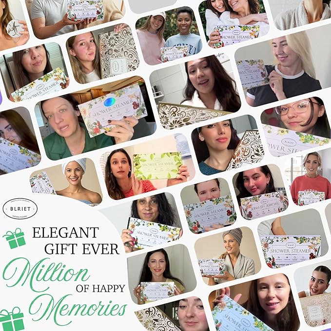 Shower Steamers Aromatherapy BLRIET 8 Pack Birthday Gifts for Women, Men, Teens, Mint Shower Bombs with Natural Essential Oil, Stress Relief and Relaxation, Gifts for Him Her, Spa Gifts