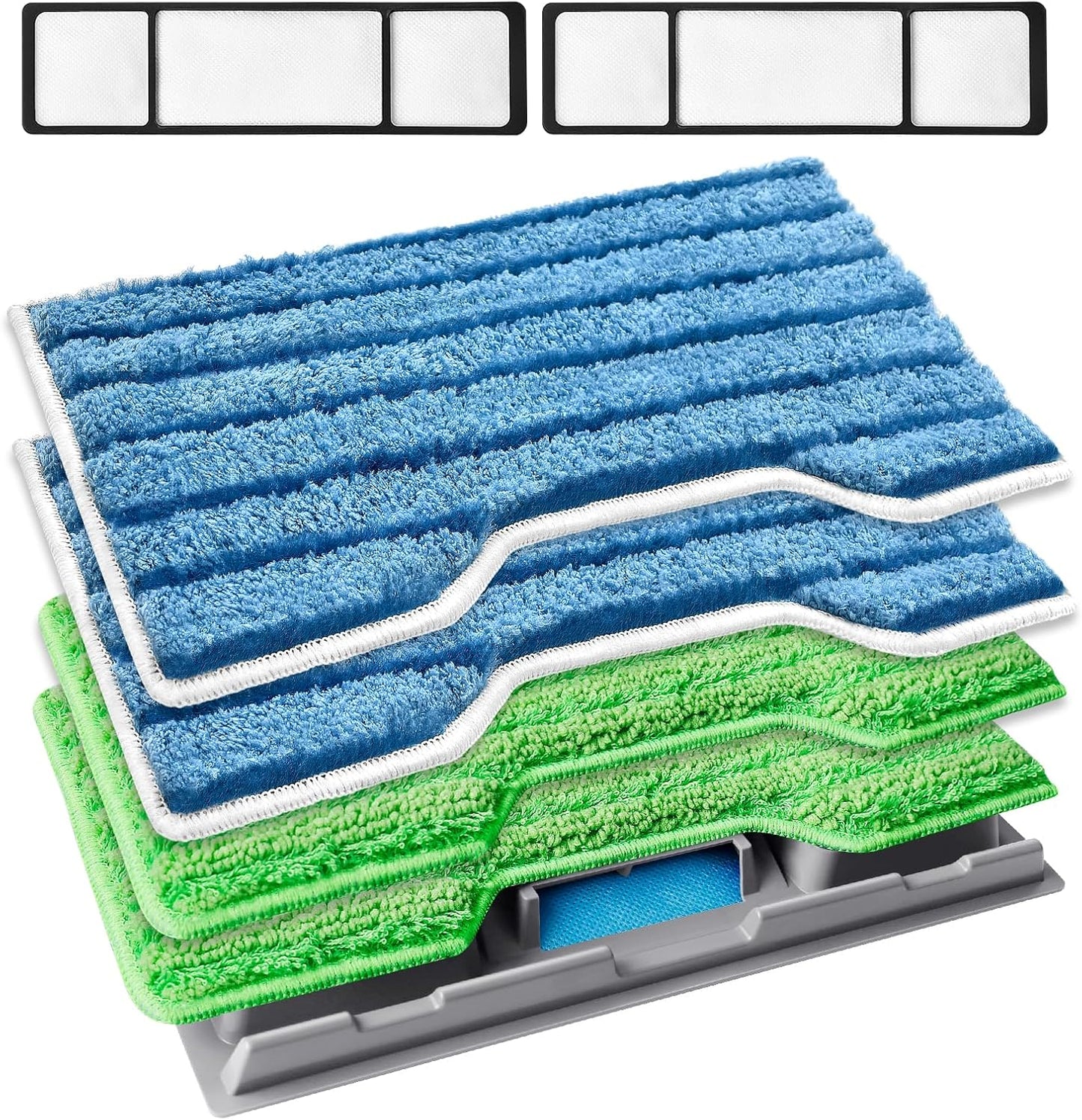 KEEPOW Reusable Replacement Pads Compatible with Shark Vac Mop VM252 VM200 VC205 VM250 /QM250 VM190 VM200P12, Washable Vacuum Mop Pad Refills, Upgraded Design of Dirt Chamber (1+2+2+2 Pads)