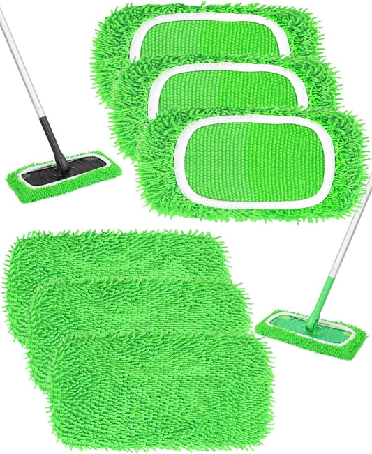 Reusable Wet Pads Refill for Swiffer Sweeper Mop, Dry Sweeping Cloths & Wet Mopping Cloths for Household Cleaning, Washable Microfiber Pads for Wood Floors, 6 Pack