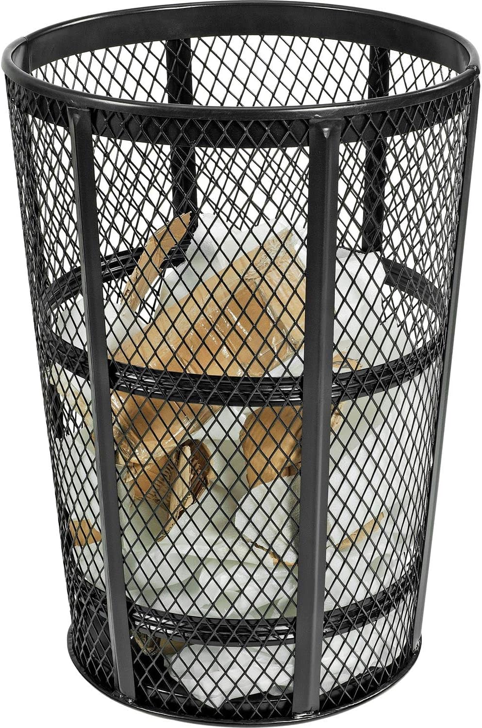 Global Industrial Outdoor Metal Trash Container Black, 48 Gallon