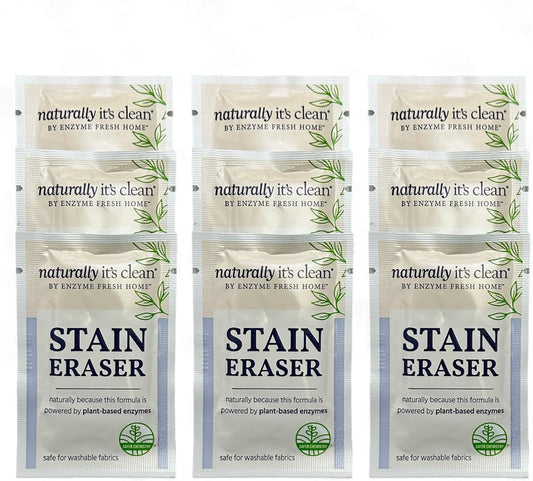 Naturally It's Clean Stain Eraser, Natural Enzymes Based/Biodegradable Instant Stain Removal, Spot Wipe Removes Wine, Coffee, Soda, Spills, Odor on Clothes, Bags, 60 Count (Pack of 1)