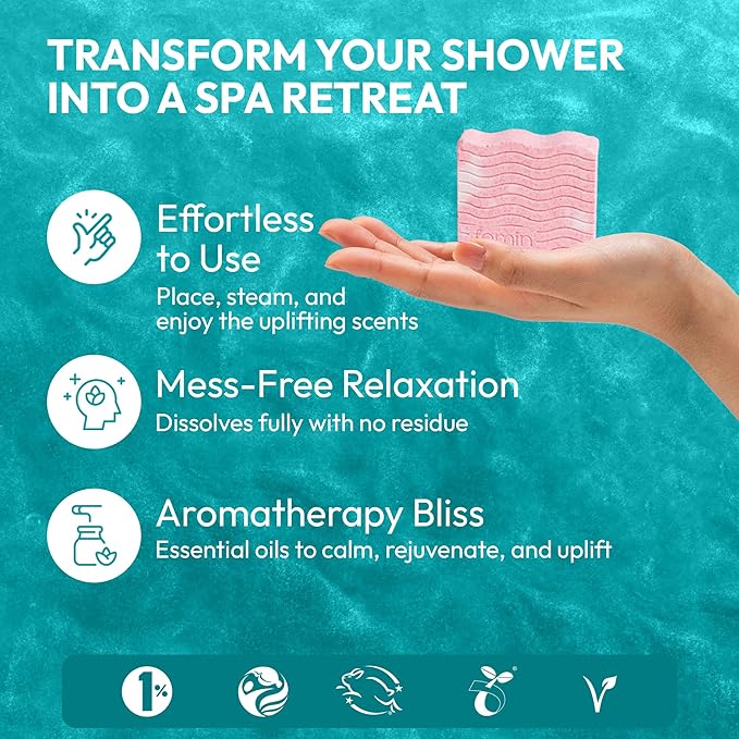 FOMIN Aromatherapy Shower Steamers - 12 Count - Variety Pack Bath Bombs with Essential Oils for Stress Relief & Relaxation - Self Care, Spa Gifts for Women and Men - Shower Aroma for Body Wellness