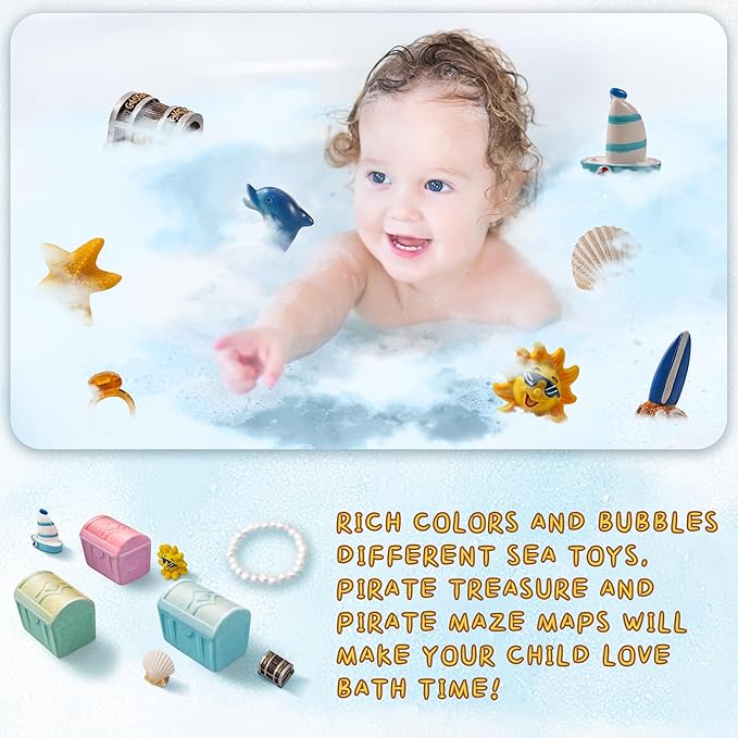 Bath Bombs for Kids with Surprise Toys Inside, 9 Pack Treasure Chest Bath Bombs Gift Set, Handmade Bubble Bath Fizzes Bomb with Toys, for Child-Safe, Fun & Educational, Ideal Gift for Kids